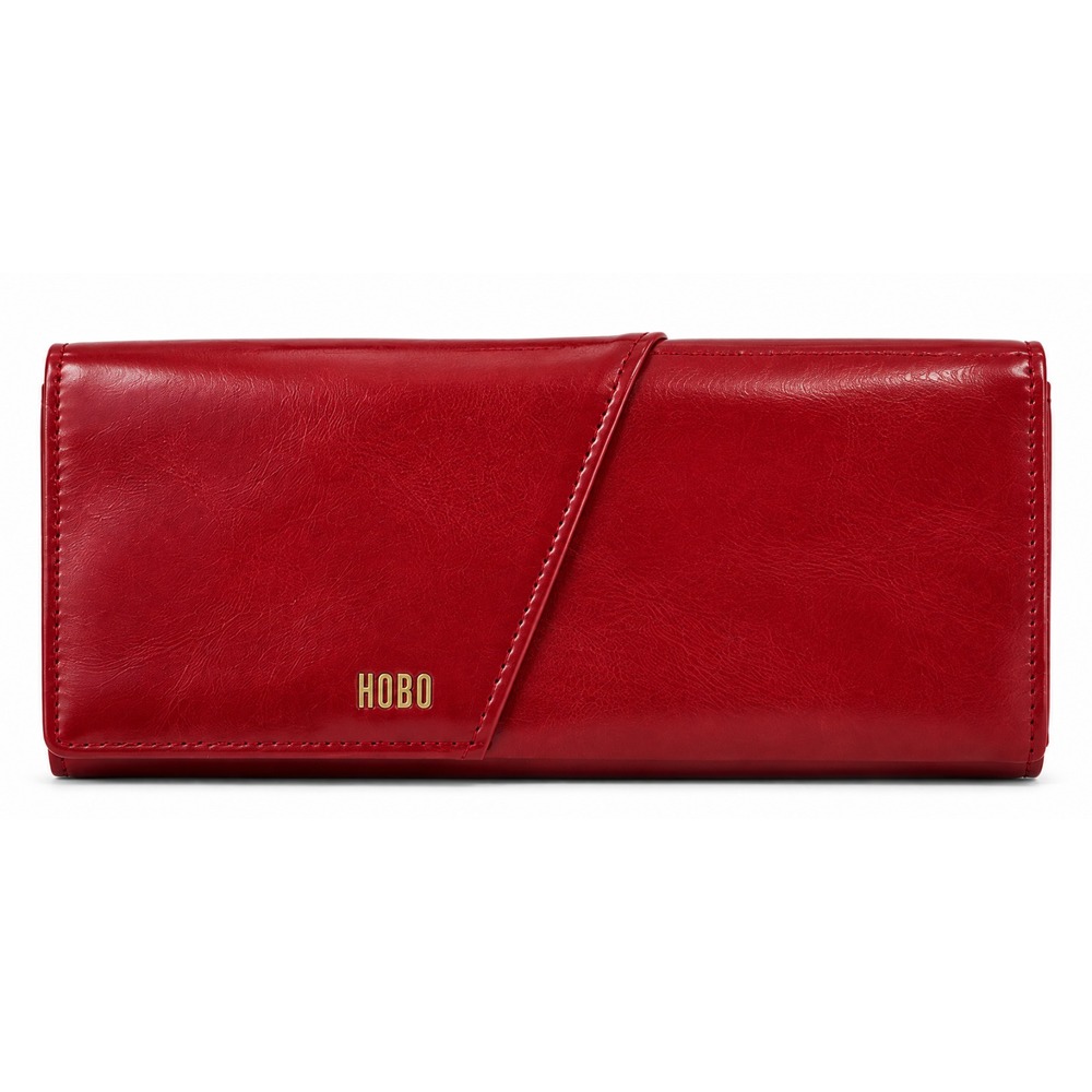 HOBO Charter Women's Cardinal Red Leather Continental Wallet, NEW